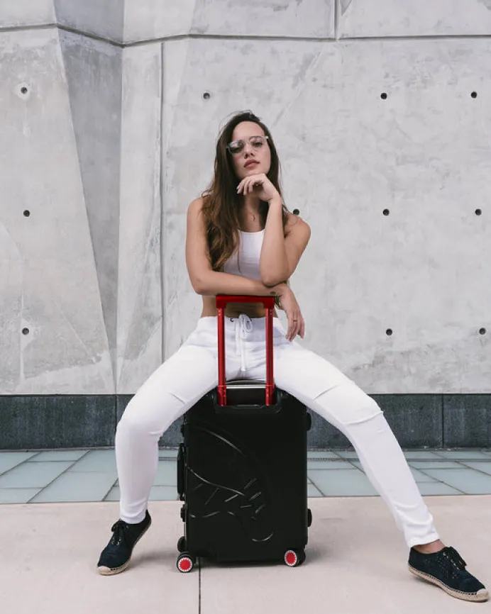 MOLDED SHARKITECTURE BLACK HARDSHELL CARRY-ON LUGGAGE